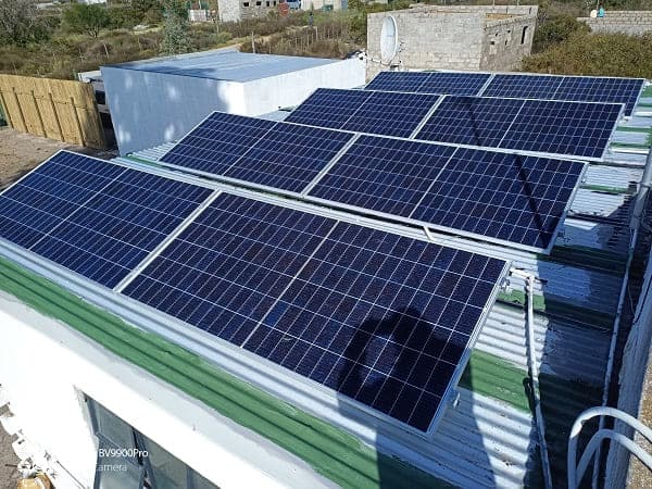 Solar modules installed on a roof in Hopefield