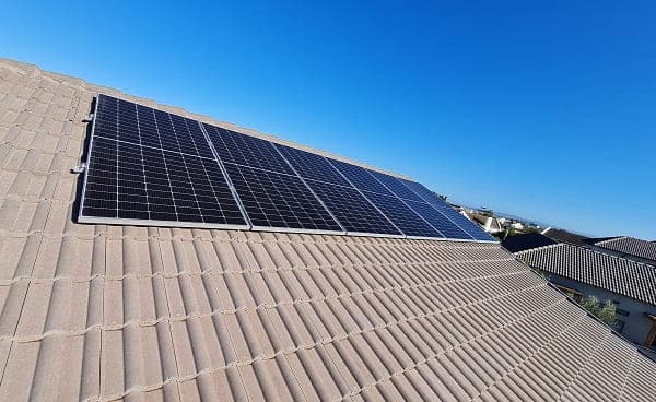 Roof-mounted solar modules in Langebaan